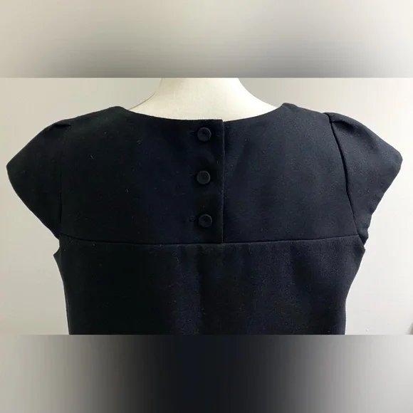 GAP Womens M Solid Black Cap Sleeve Straight Dress Maximalist Preppy Classic - Picture 5 of 16